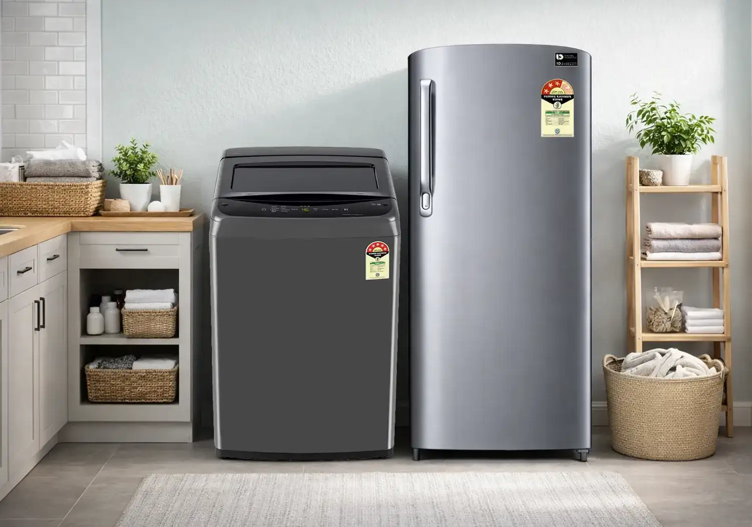 Single Door Fridge & Top Load Washing Machine Combo